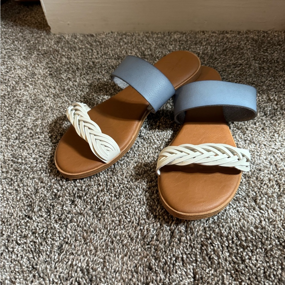 Blue and White Sandals
